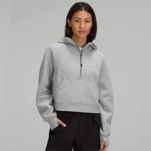 Lululemon Athletica Light Grey Scuba Oversized Half-Zip Hoodie